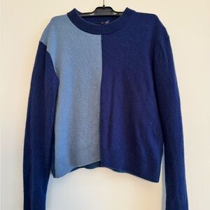 Theory Color-block Cashmere Blue Sweater